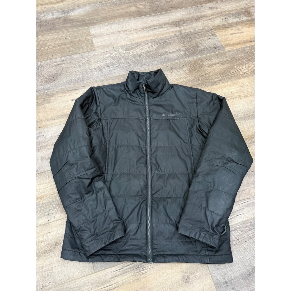 Columbia Mens Omni-Heat Puffer Jacket Black Small Interchange Full Zip Thermal